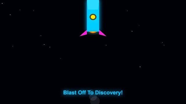 Three neon rocket ships ascend against a starry void reflecting university life and interdisciplinary research as they launch toward distant horizons of academic discovery and exploration