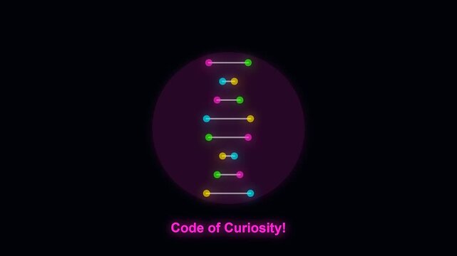 Animated dna structures rotate in rhythmic patterns representing university life and interdisciplinary research while glowing neon nodes pulse inside circular frames on a dark void screen
