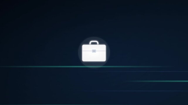 professional briefcase work icon on navy corporate motion lines