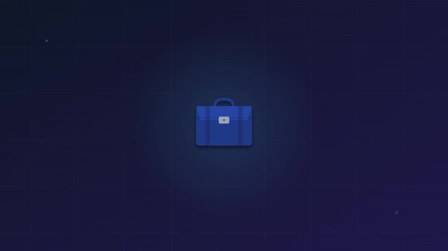 professional briefcase work icon with moving city grid