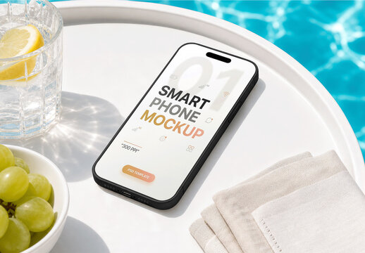Smartphone Poolside Tray Mockup