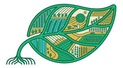 Fototapeta premium Green Leaf Illustration Representing Sustainable Farming and Agricultural Landscapes