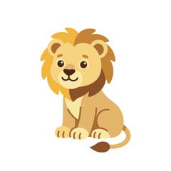 Obraz premium Cartoon Lion Sitting Calmly.