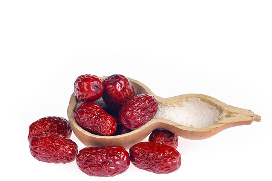 Red dates are isolated on a white background