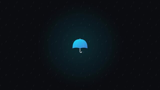 protective umbrella insurance icon with falling soft rain lines