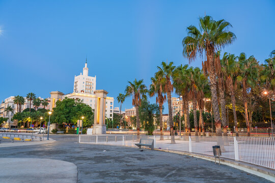 Plaza de la Marina at dawn in Malaga. Spain