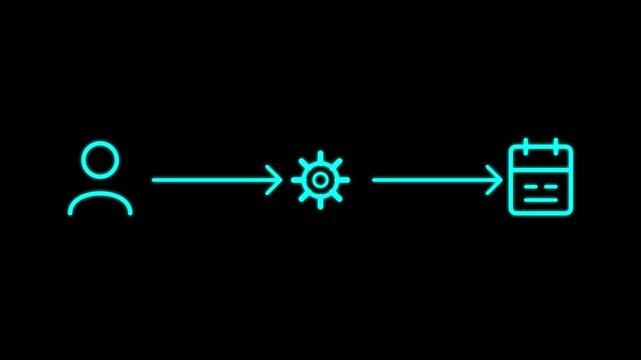 Animated Human to Gear to Document Icon Transition Video