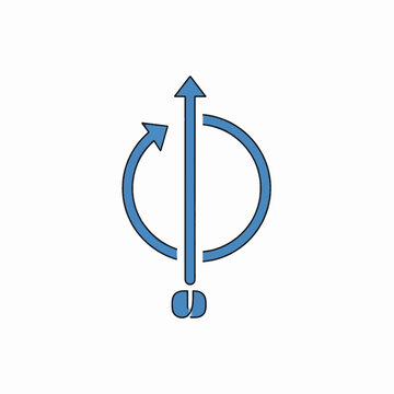 Mathematical curly phi function symbol with directional arrows flat vector design