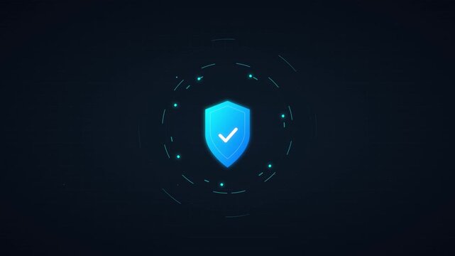 pulsing secure shield icon with digital safety elements