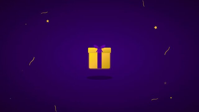 purple gift icon with unboxing celebration party bursts