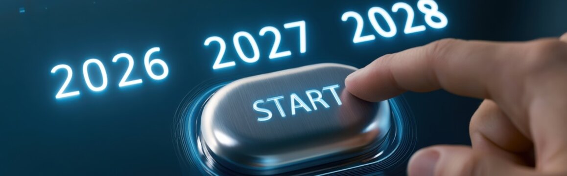 Years on a touchscreen display with a person pressing the start button to begin a process