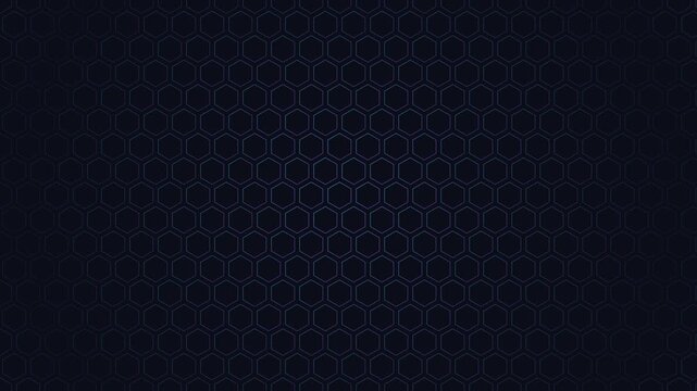 Dark blue hexagon pattern animation 4k background, with subtle glowing, geometric motion abstract