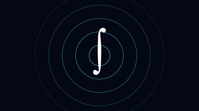 Mathematical integral symbol pulsing with concentric circles animation for science and education 4k mathematics