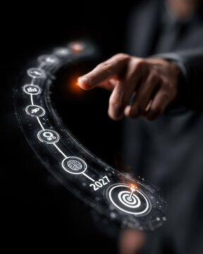 Future planning and goal setting for 2027 with technology and data visualization