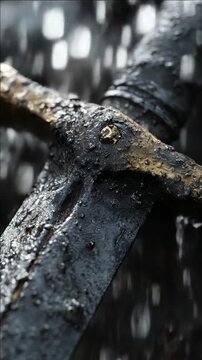 An old sword covered in dirt and grime.