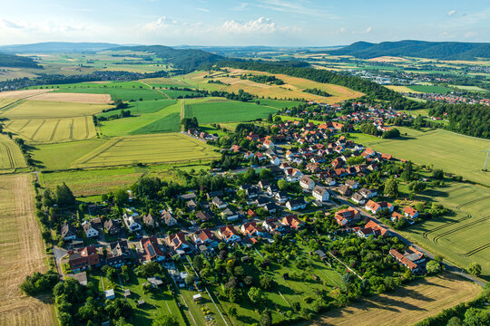 Drone view of Alfeld Leine &ndash; Warzen, District of Hildesheim, Weserbergland region in Lower Saxony, Germany