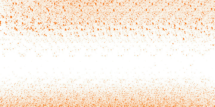 Orange splatter pattern with scattered dots on transparent background speckles