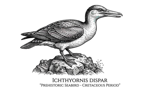 Ichthyornis dispar prehistoric ancient bird.