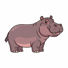 Fototapeta premium Cartoon Hippo Animal Illustration for Kids.