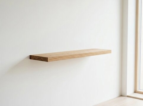Minimalist Floating Wooden Wall Shelf in Modern Interior