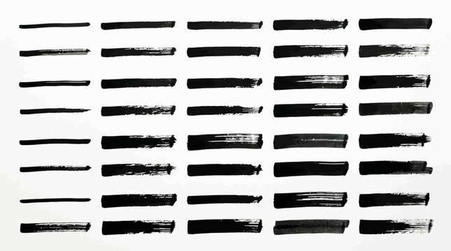 Black highlighter brush stroke lines set for underline banners, dry paint marker stripes, rough grunge ink smears and bold hand drawn highlight elements, Grunge paint lines
