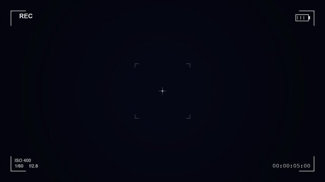 Digital camera viewfinder overlay with focus points and recording indicator, dark background