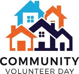 Fototapeta premium Community volunteer day logo with abstract neighborhood icon