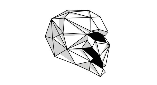 Geometric low poly warrior mask on white background.
