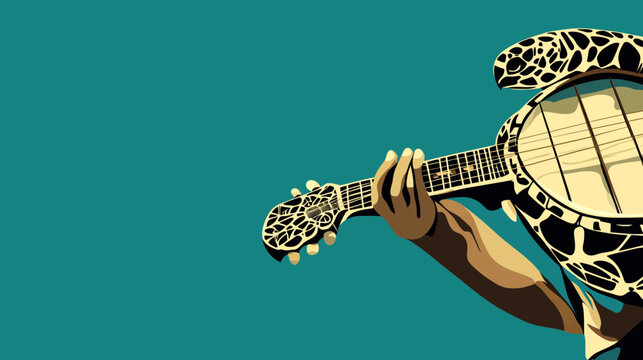 Person playing banjo with turtle shell body