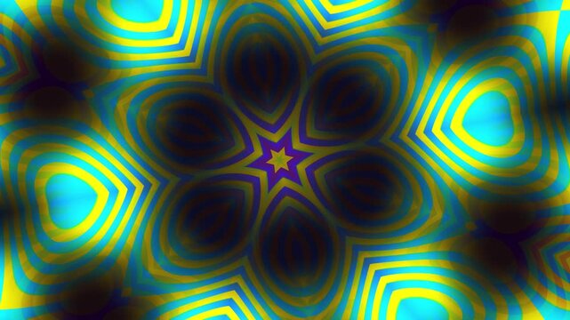 psychedelic kaleidoscopic pattern with geometric shapes and vibrant colors, abstract background for digital art and design, motion graphics