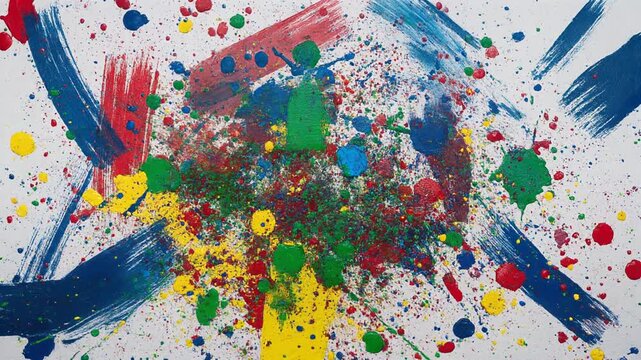 vibrant abstract paint explosion in dynamic slow motion splatter