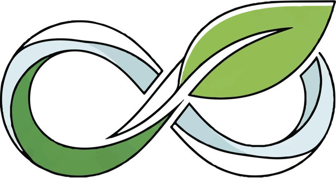 Wellness infinity loop with leaf flat design