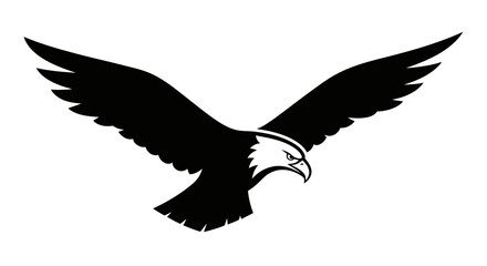 Fototapeta premium Flying eagle silhouette in black flat style.