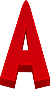 3d red letter a bold typography isolated on transparent background