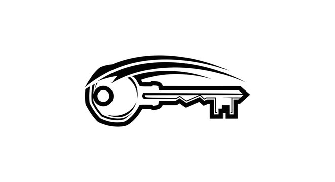 Fast mechanical key icon with motion lines.