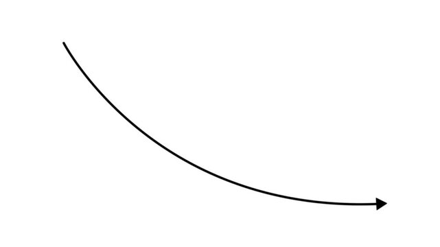 Animated hand-drawn curved arrow motion minimalist black directional pointer on white background, motion animation