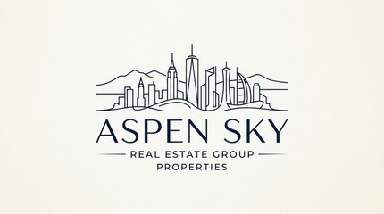 Fototapeta premium Professional skyline real estate property logo featuring thin line cityscape art design.