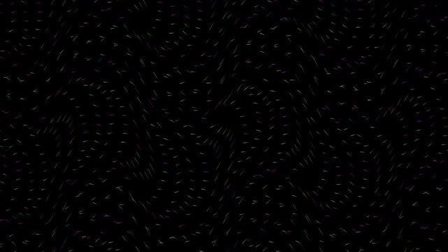 Abstract flickering digital noise, subtle glitch effect with pink and yellow particles on black, futuristic technology background