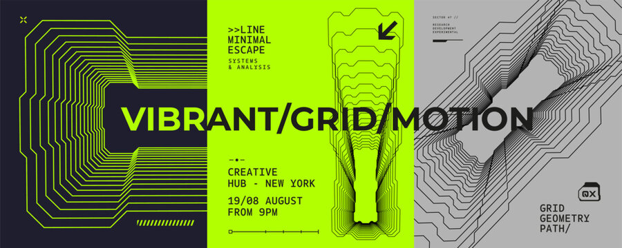 Geometric frame 3d with grid tunnels background for box interface perspective. Line space tech with vanishing wireframe technology for element digital banner. Science graphic vector.