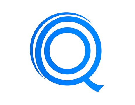 Blue Stylized Letter Q Icon on White Background