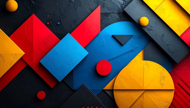 Geometric Shapes Arranged on a Dark Textured Background