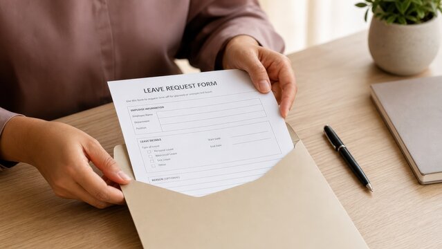 Menstrual Leave Request Form Closeup Eye Level