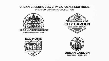 Obraz premium Urban Greenhouse Eco Home Logos.