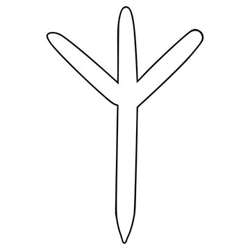 algiz rune illustration hand drawn outline vector