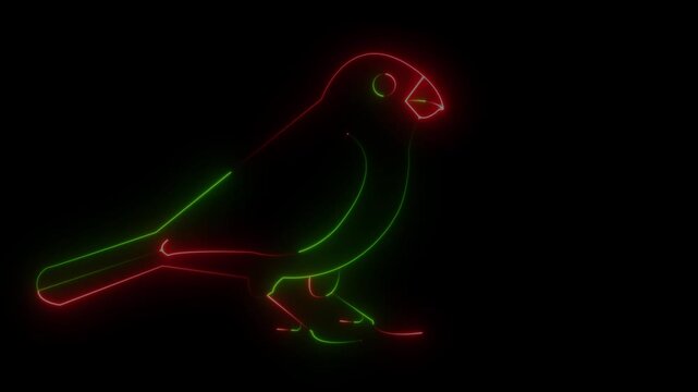 Neon glowing bird silhouette abstract digital art on dark background