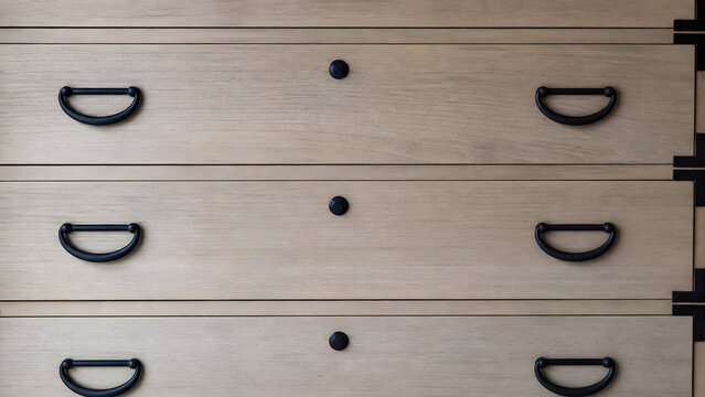 Kiri Tansu Chest Drawer Detail with Paulownia Wood Grain