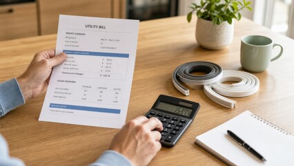 Obraz premium Home Energy Audit Utility Bill Review Detail Eye Level