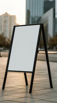 An empty signboard for advertisement placed on street pavement