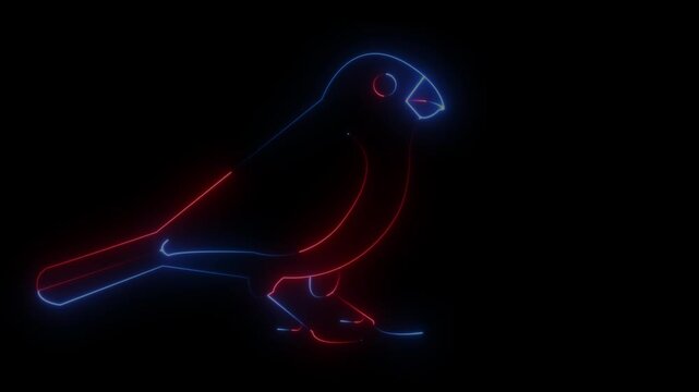 Neon glowing bird silhouette abstract digital art on dark background