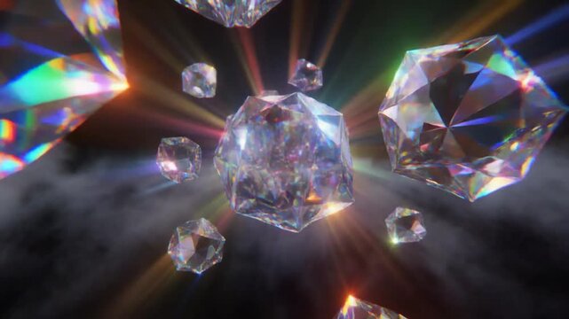 vibrant diamond sparkle light refraction close-up slow motion